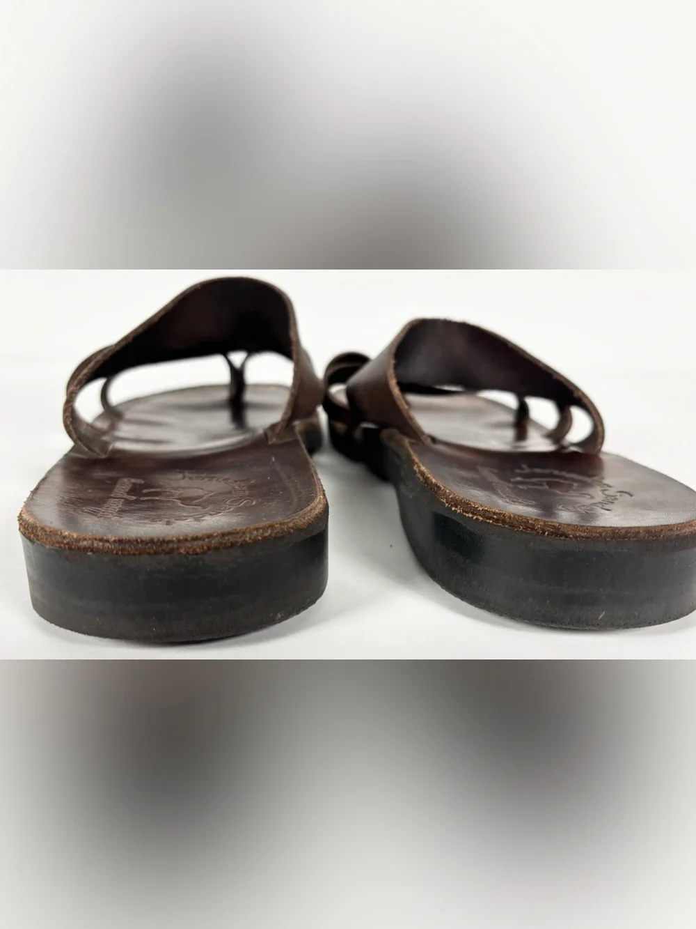 Jerusalem Sandals Dark Brown Leather Strappy Slip On Sandals
